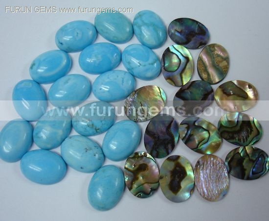howlite,abalone shell 14x10mm oval cabs