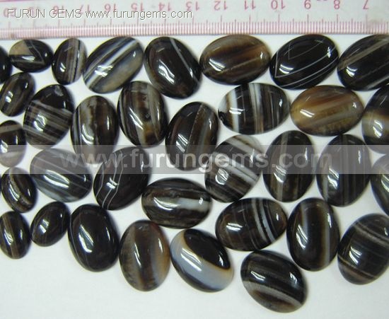 stripe black and red agate 15x20mm oval cabs