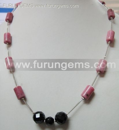 rhodonite tubes necklace