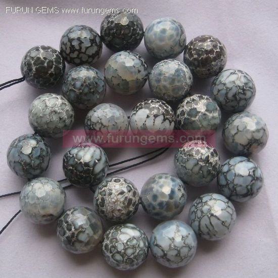 Binghua agate faceted 16mm round beads