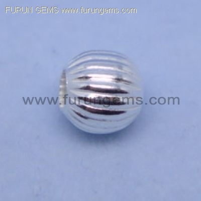 silver 925 stripe round beads
