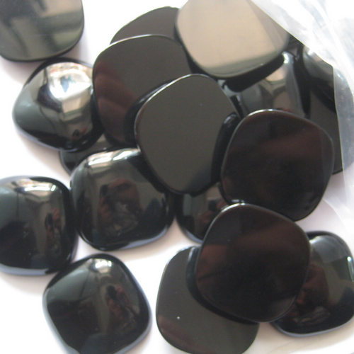 black agate cushion cabochons in various sizes