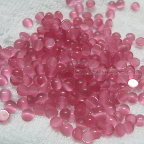pink cat eye round cabochons 4mm