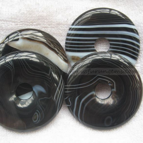 stripe black agate donut 50x10mm