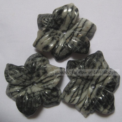 Chinese picasso jasper flowers carvings 15-50mm