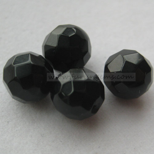 black agate half hole beads 8mm