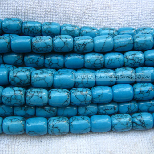blue turquoise tube beads 10x12mm 2mm hole