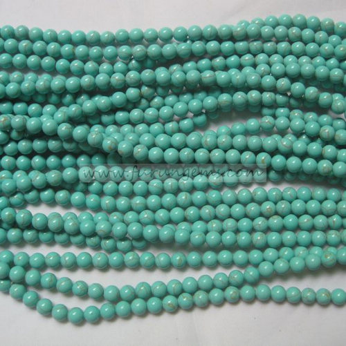 green turquoise round beads 6mm