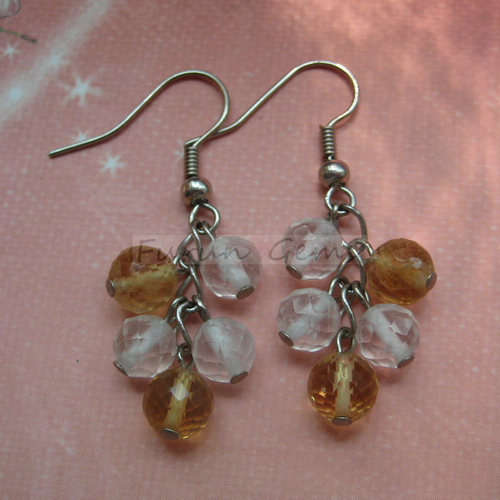 crystal,citrine 6mm faceted round beads earring
