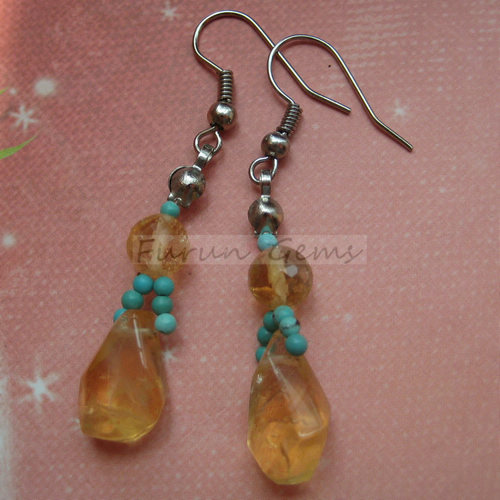 citrine nugget pear earring