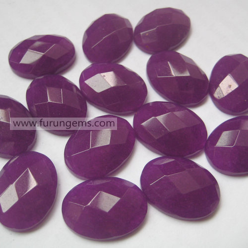 purple jade faceted oval cab 20x15mm