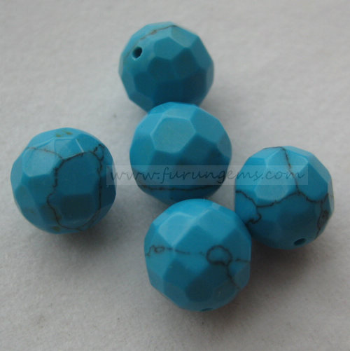 synthetic turquoise half hole beads
